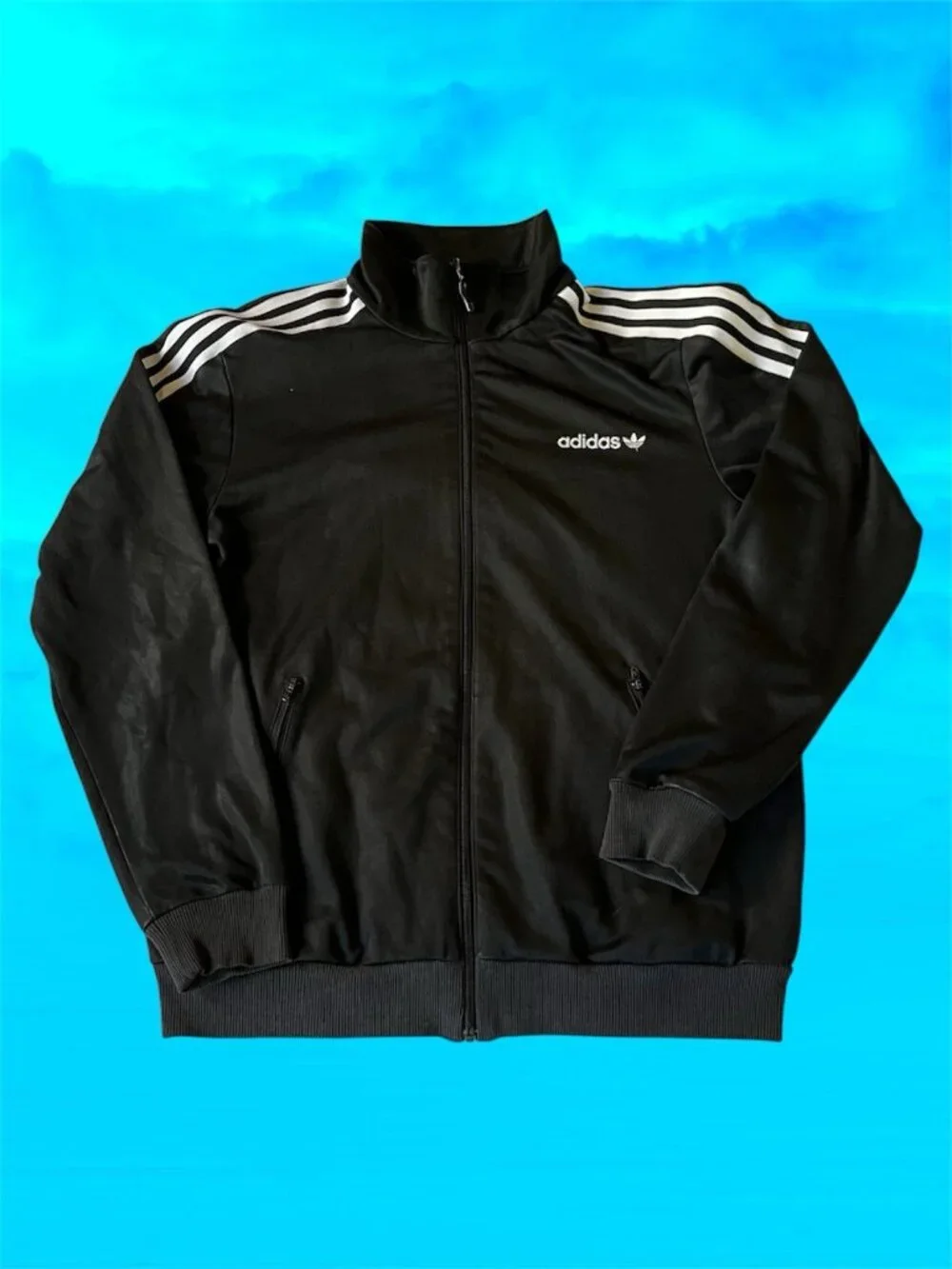 ADIDAS Originals Beckenbauer Track Jacket Black White Size Medium Preowned